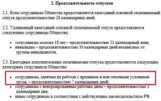 Сколько дней дополнительного отпуска за вредные условия труда