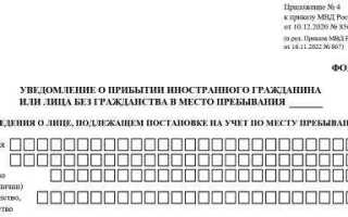 Как заполнить уведомление о прибытии иностранного гражданина образец 2020