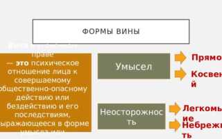 Какие две формы вины установлены в кодексе проиллюстрируйте примером каждую из форм