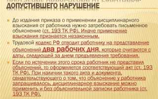 Сколько времени дается работнику на предоставление объяснений при нарушении дисциплины труда