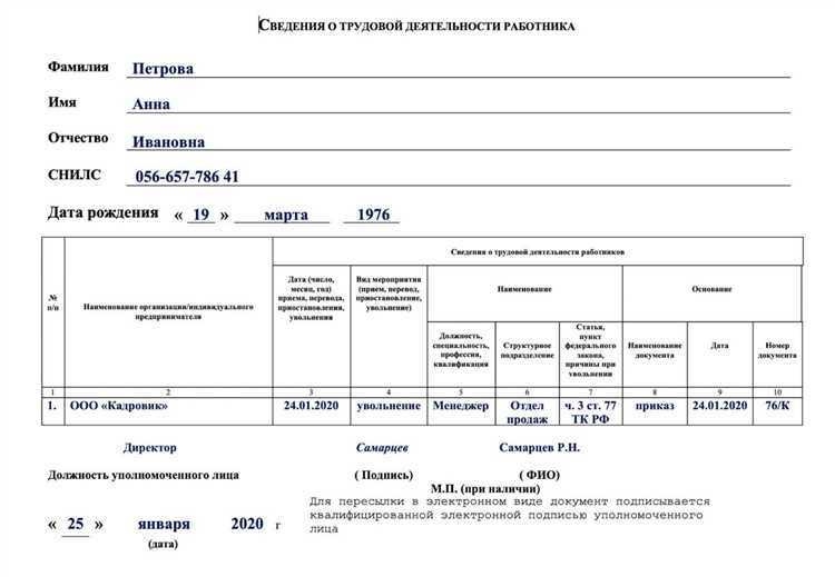 Корректировка и внесение изменений в электронные сведения о трудовой деятельности