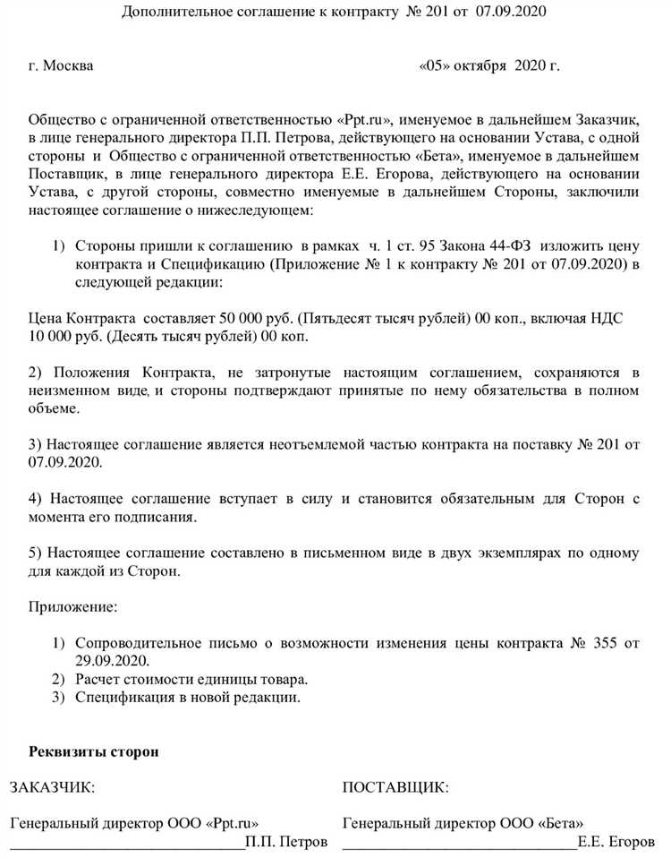 Сроки внесения изменений в контракт после подписания