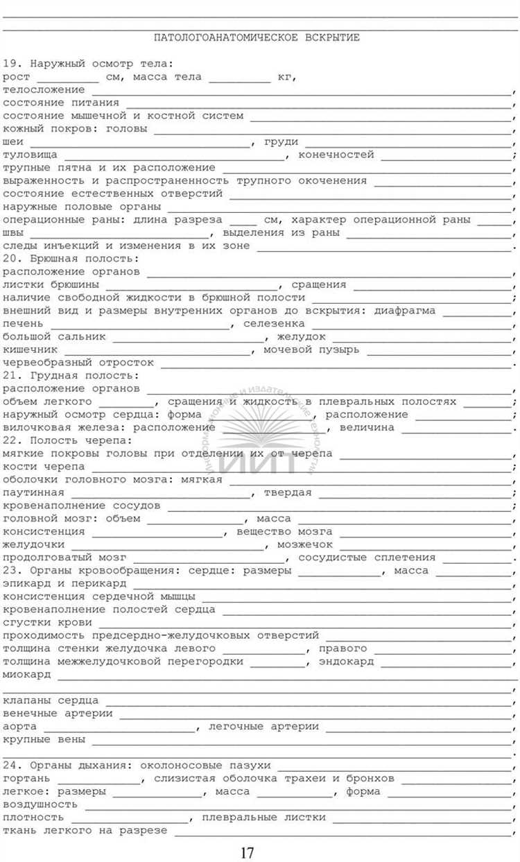 Фиксация результатов внешнего осмотра тела