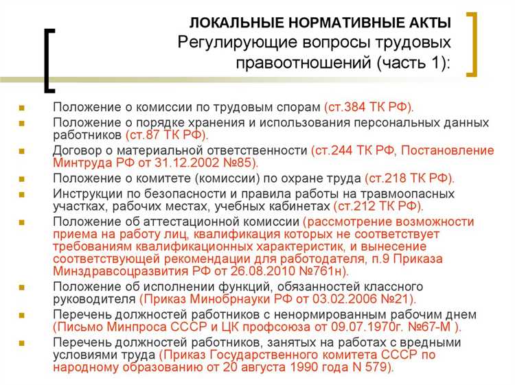 Обязательные требования к содержанию локальных норм