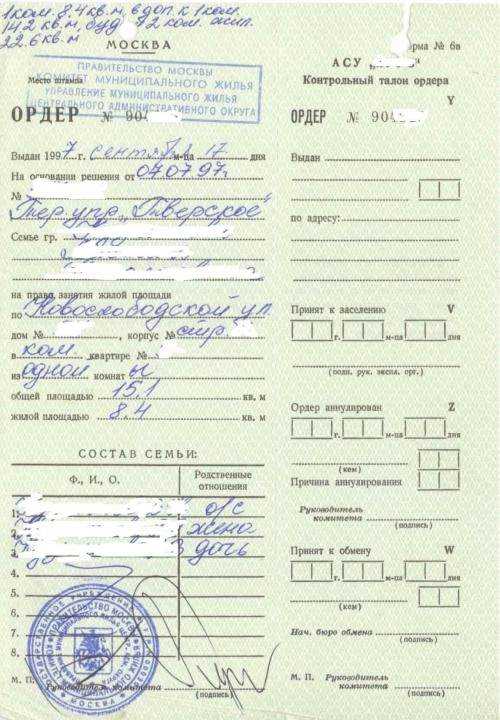 Какие данные обязательно указываются в ордере