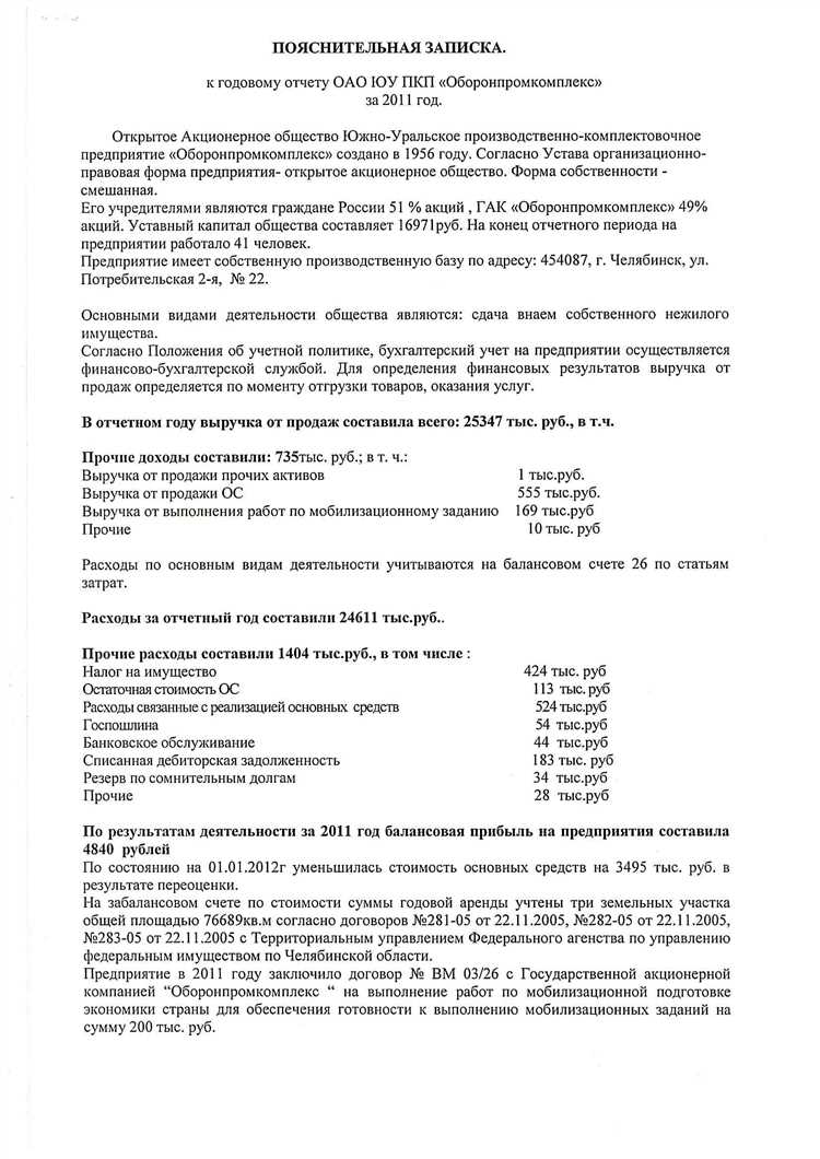 Формы представления пояснительной информации